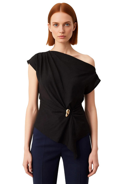 PayBuy Asymmetrical Cut Woven Top Exquisite Details and Modern Silhouette Quality Stylish Comfortable Modern Elegant