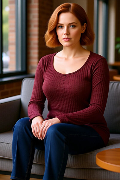 PayBuy Γυναικείο πλεκτό μακρυμάνικο μπλουζάκι με λαιμόκοψη σε σχήμα V, ποιοτικό, κομψό, άνετο, μοντέρνο, κομψό καθημερινό