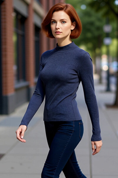 PayBuy Bluză albă pentru femei mulat guler ridicat cu mânecă lungă elastică din material subțire Ideală pentru purtarea zilnică