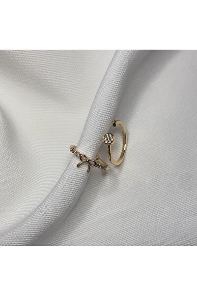 Hizay Zirkon Taşlı Gold Renk İnce Zarif Eklem Yüzüğü