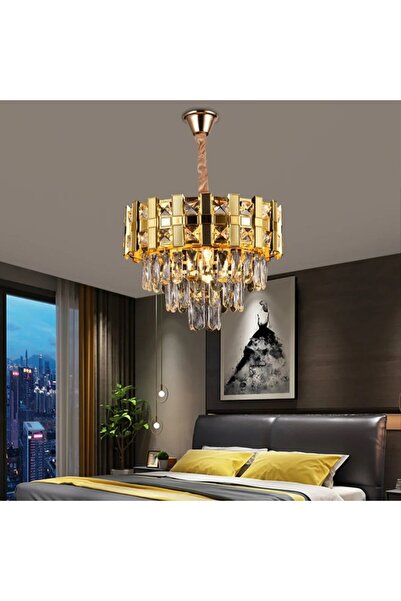 Alessandro DESIGN Candelabru Cristal BRAN Nobile 5xE14, Diametru 40cm, Auriu ...