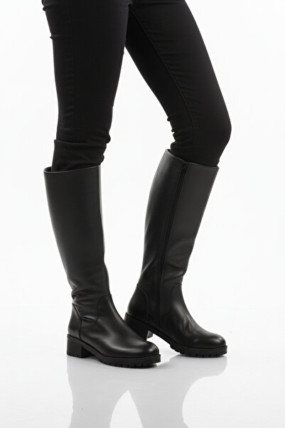 AYAKMOD حذاء نسائي أسود من الجلد الطبيعي مع بطانة من الصوف غير قابل للانزلاق ...