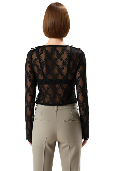 PayBuy Women's V-Neck Tie Detail Long Sleeve Stretchy Knitted Blouse Quality Stylish Comfortable Modern Elegant