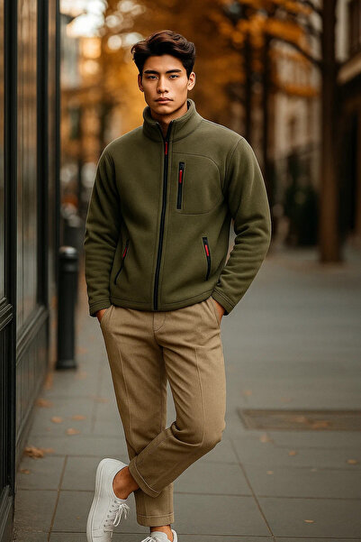 COMBİNE MİCHAİL Erkek Cep Detaylı Premium Haki Polar