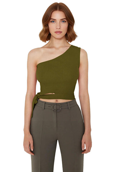 PayBuy One Shoulder Tie-Up Crop Blouse Knitted Cotton Summer Casual Combination High Quality Long Lasting