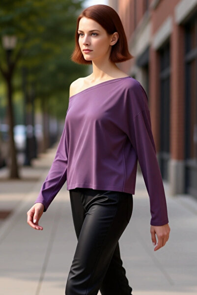 PayBuy Bluză din țesătură modală pentru femei, cu mâneci scurte, cu decolteu barcă, ideală și elegantă pentru purtarea zilnică