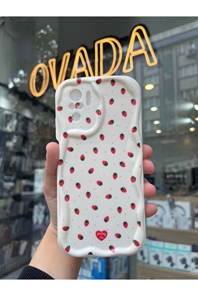 OVADA XIAOMI REDMİ NOTE 10 Uyumlu Kamera Korumalı Dalga Kenarlı Çilek Baskılı...