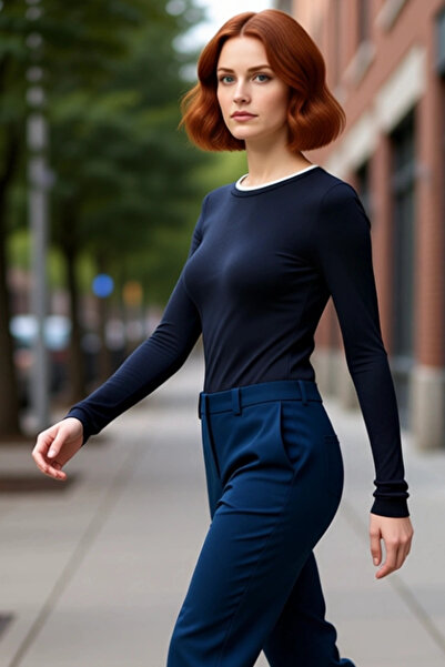 PayBuy Women's Plain Pattern Crew Neck Long Sleeve Stretchy Knitted Quality Stylish Comfortable Modern Elegant Casual