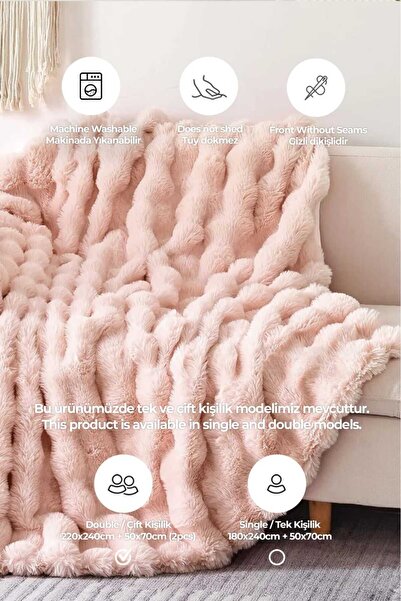 Naturel Collection Dolgulu Tavşan Tüyü Yatak Örtüsü Çift Taraflı Tek Kişilik 3 Parça