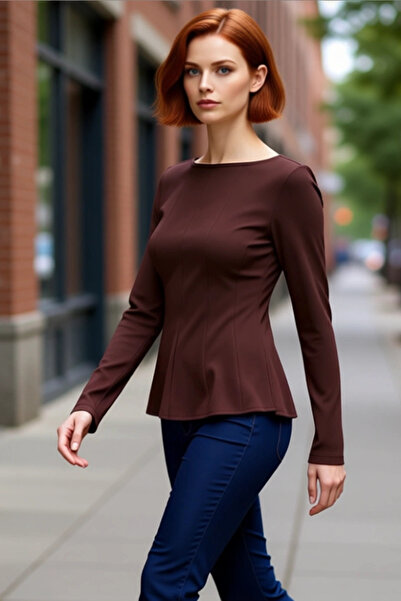 PayBuy Γυναικεία πλεκτή μπλούζα με μακρυμάνικο λαιμόκοψη με μακρύ μανίκι, κομψή, άνετη, μοντέρνα και κομψή καθημερινή