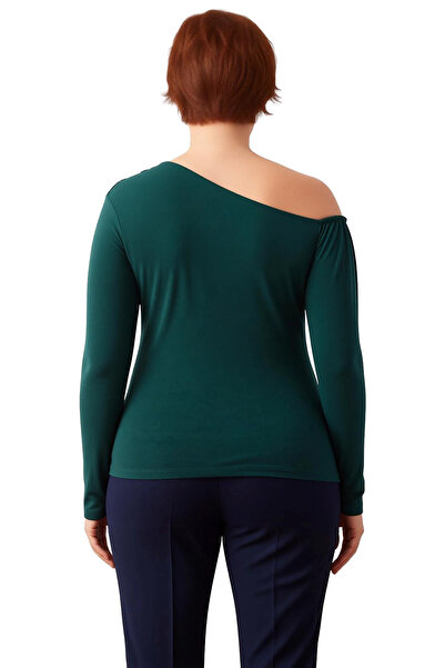 PayBuy Women's Asymmetrical Neckline Shirred Sandy Woven Polyester Blouse Suitable for Daily Wear Long Sleeve