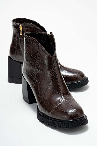 Lizy Shoes Cizme de damă maro cu detalii crocodil