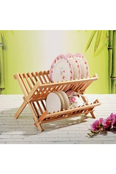 RİVO HOME DECOR Bambu Bulaşık Sepeti - Bambu Tabaklık 38X26X23 cm.
