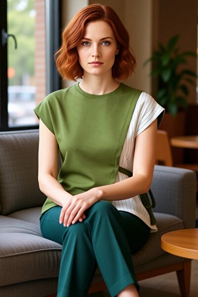 PayBuy Καλοκαιρινή βαμβακερή πλεκτή μπλούζα Άνετη εφαρμογή Crew Neck Casual Style Zarifane Design Trend