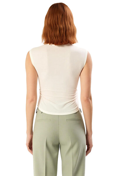 PayBuy Asymmetrical Sleeveless Blouse Viscose Elastane Summer Fitted Stand Collar Stylish Look for Daily Wear