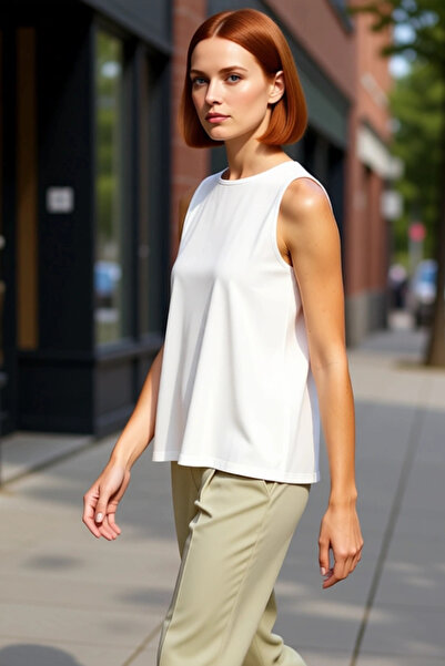 PayBuy Crew Neck Sleeveless Crepe Knitted Blouse Regular Fit Carefully Selected Professional Look