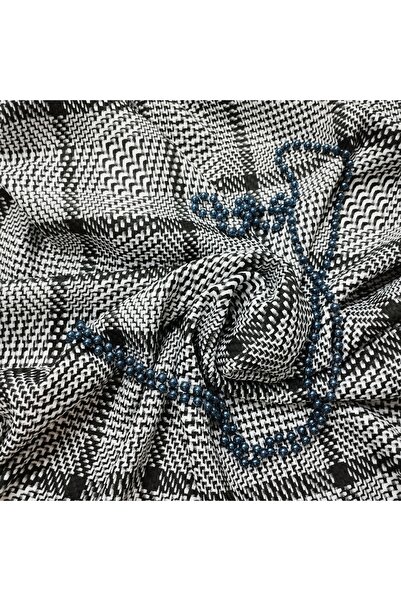 SARE NEHİR Siyah beyaz polyester metrelik şanel kumaş