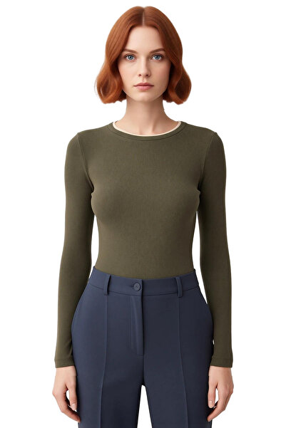 PayBuy Women's Plain Pattern Crew Neck Long Sleeve Stretchy Knitted Quality Stylish Comfortable Modern Elegant Casual