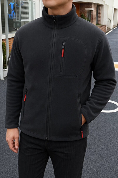 COMBİNE MİCHAİL Erkek Comfort Fit Rahat Kalın Füme Polar