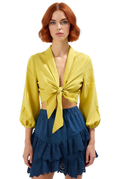 PayBuy Καλοκαιρινή μπλούζα Crop Βαμβακερή μπλούζα με μανίκια με λαιμόκοψη σε σχήμα V Άνετη εφαρμογή στην παραλία Premium ποιότητα Τέλεια εφαρμογή