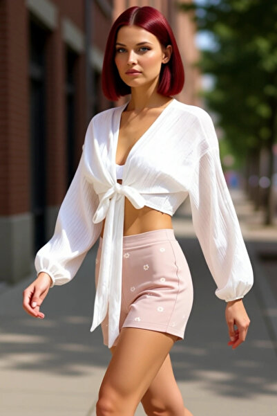 PayBuy Tie-Up Woven Beach Blouse Regular Fit Long Sleeve Summer Casual Quality Craftsmanship