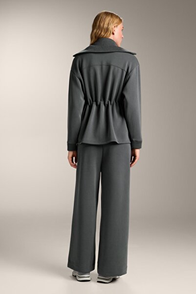 Oysho Long brushed modal jacket with adjustable waist and tricot collar