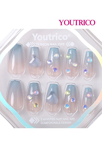Youtrico أظافر جل، أظافر صناعية متوسطة الطول للنساء، تصميم مرسوم يدويًا، فراش...