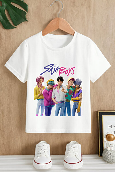 MECH BUTİK Tricou K-Pop Demon Hunters Saja Boys cu imprimeu alb-negru tricou