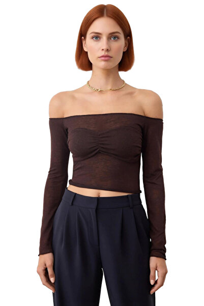 PayBuy Women's Carmen Collar Low Arm Long Sleeve Knitted Quality Stylish Comfortable Modern Elegant Casual