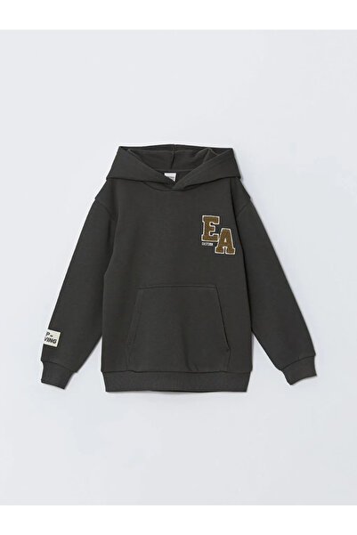 LC Waikiki Lcw Kids Anthracite Hooded Printed Thick Boy's Sweatshirt