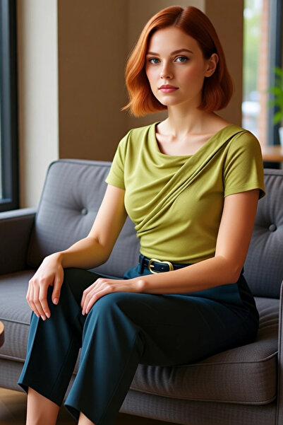 PayBuy Women's Short Sleeve Knitted Blouse Asymmetrical Collar Fitted Fit Premium Quality Perfect Fit