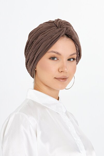 HÜRREM BONE Mink Cross Drawstring Hijab Bonnet Pleated 2512_10