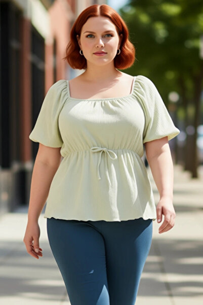 PayBuy Bluză pentru femei decolteu pătrat cu mâneci cu balon din material sub...