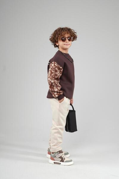 king brich Kingbrich Kids guler rotund Mânecă cu secțiuni cu imprimeu Swea pentru copii tricou