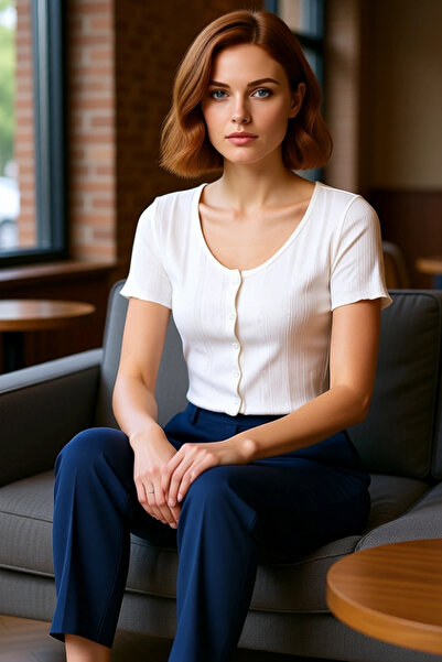 PayBuy Crop Pool Collar Short Sleeve Knitted Blouse Carefully Selected for Casual Summer Daily Wear