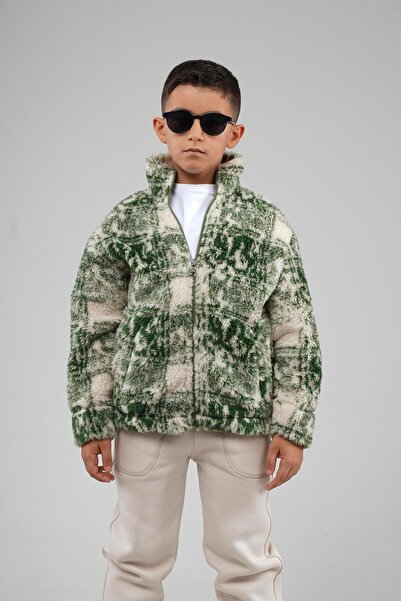 king brich Kingbrich Kids Mock Neck Patterned Children's Fleece with Zipper