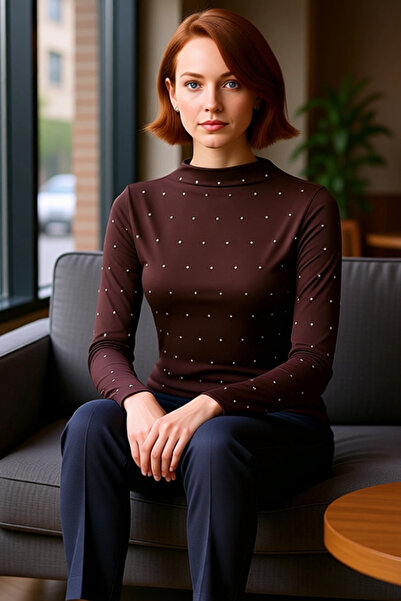 PayBuy Γυναικείο ψηλό γιακά με λεπτομέρειες με μακρυμάνικο ελαστικό πλεκτό υψηλής ποιότητας κομψό άνετο μοντέρνο κομψό καθημερινό