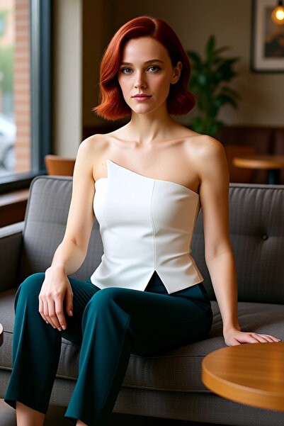 PayBuy Ασύμμετρη κοπή στράπλες τοπ Γυναικεία μπλούζα με κομψή αφή Ποιοτική κομψή άνετη μοντέρνα κομψή καθημερινή