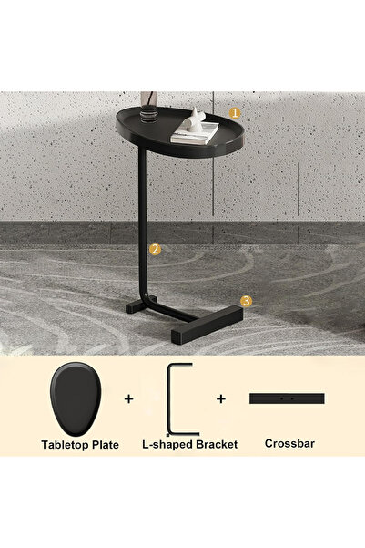 Sumkyle طاولة قهوة بيضاوية صغيرة، طاولة جانبية للأريكة على شكل هاتف، طاولة طعام، طاولات جانبية على شكل حرف C، 45*30*60 سم