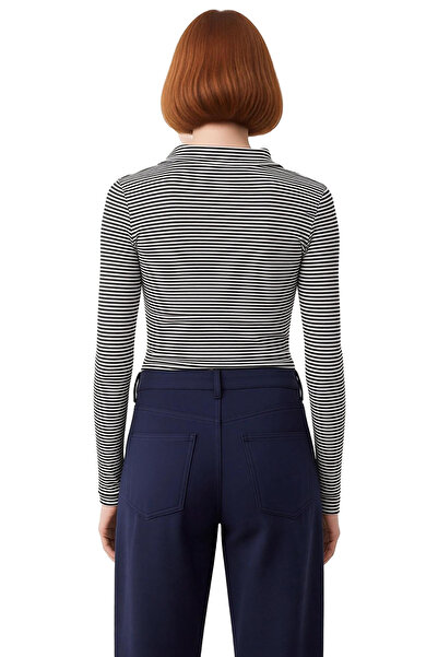 PayBuy Women's Fitted Polo Neck Shirt Collar Button Detail Blouse Long Sleeve Bodycon Stretchy Knitted Winter