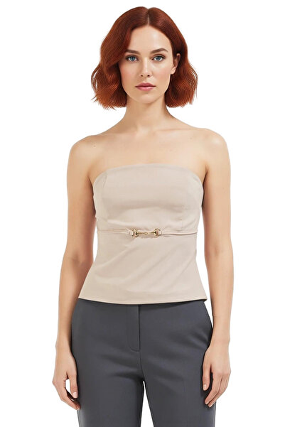 PayBuy Strapless Fitted Blouse Thin Belt Detail Woven Summer Special Design for Daily Use