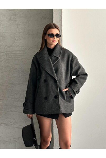 FERZOLAİO Oversized Anthracite Blazer Coat