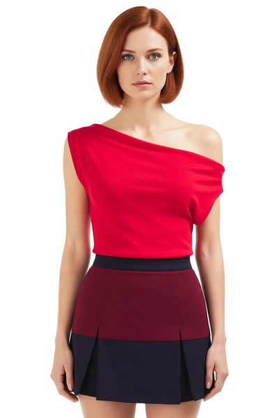 PayBuy Women's Asymmetrical Collar Short Sleeve Viscose Blouse Comfortable Casual Style Distinguished Material Use