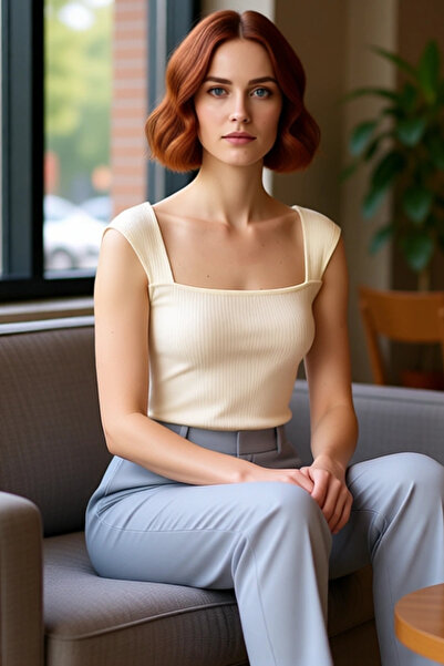 PayBuy decolteu pătrat Bluză Poliviskon tricotaj cu striații Ajustată Utilizare zilnică Selectată cu atenție Confortabilă