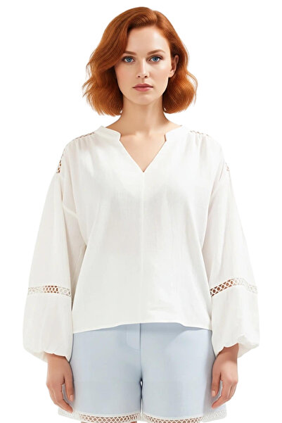 PayBuy Women's Cotton Muslin Blouse with High Neck Balloon Sleeves Plus Size Summer Beach Wear Quality Stylish Comfortable