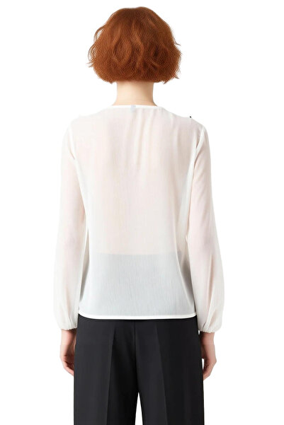 PayBuy Women's V-Neck Balloon Sleeve Detailed Chiffon Blouse Quality Stylish Comfortable Modern Elegant Daily