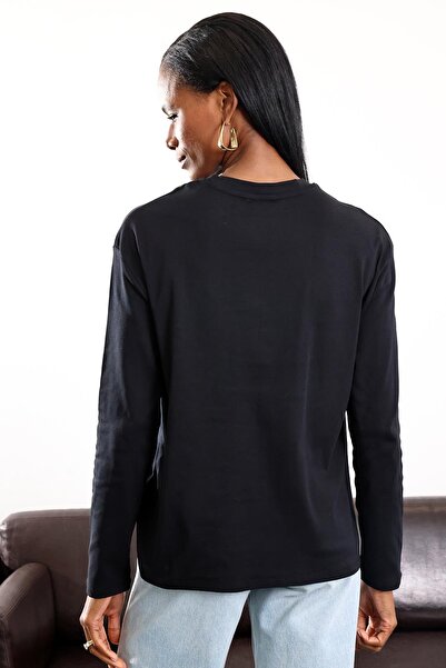 5in1Canpolat Black Basic Long Sleeve T-Shirt 24151