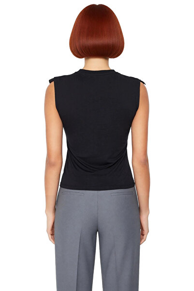 PayBuy Women's Crew Neck Knitted Blouse Ruffled Sleeveless Casual Style Stylish Look Comfortable and Modern