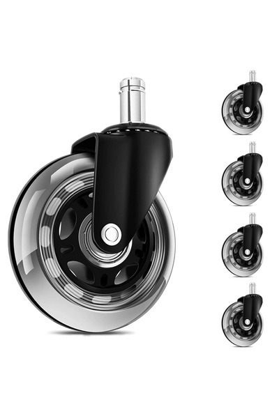 Sumkyle 5 Pieces Office Chair Wheels, Replacement Rubber Wheels, Universal Fit 3 Inch Casters, Chair Casters