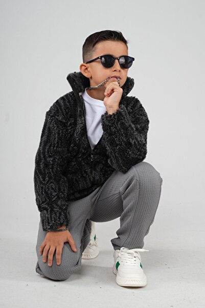 king brich Παιδικό φλις με σχέδιο με φερμουάρ Kingbrich Kids ψηλός λαιμός